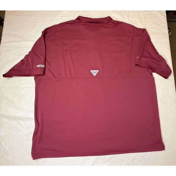 Texas A&M Aggies Columbia Maroon Polo Shirt Mens Sz XXL PFG Omni-Shade Vented - Picture 2 of 10